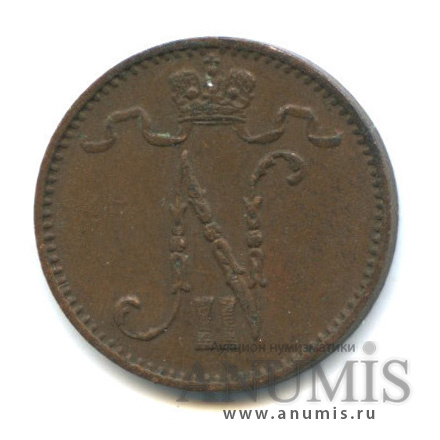 1 пенни 1914 — Для Финляндии. Вензель Николая II