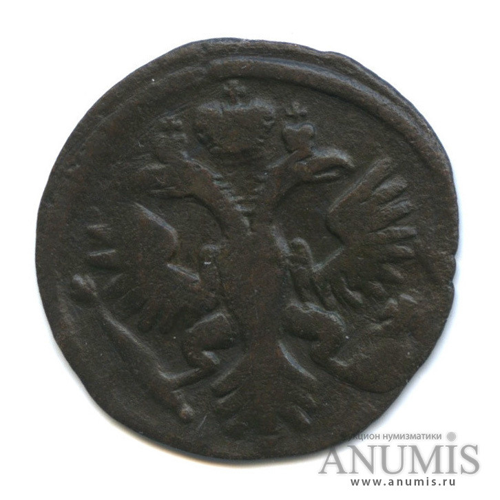 Деньга (½ копейки) 1734 — (½ копейки) - Орел 1730 г. Лавровая ветвь из 13 листьев, Биткин #292 (Орел 1730 г.)