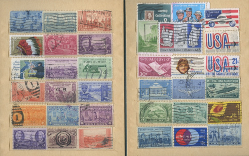 Лот почтовых марок США в альбоме, 8 листов, ~513 марок