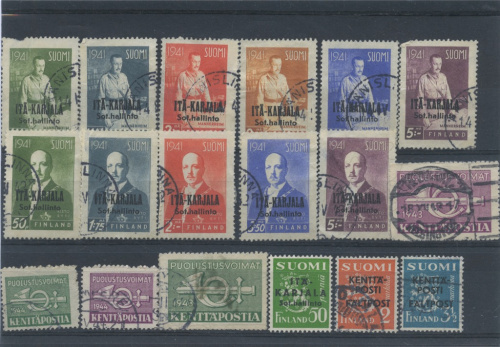 Лот почтовых марок Финляндии, оккупированная Карелия 1942-1943