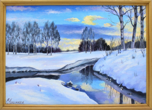 Картина «Зимний пейзаж», 22×32 см, масло, холст (на картоне)