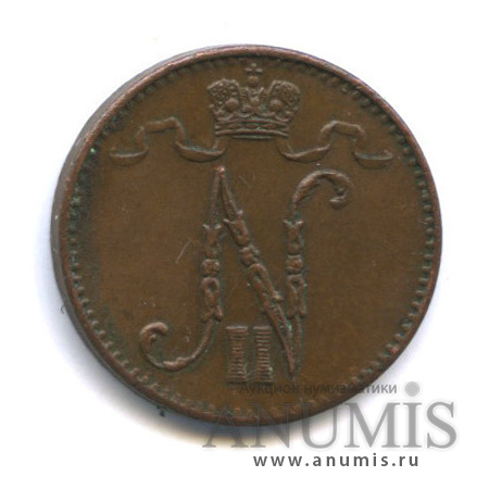 1 пенни 1906 — Для Финляндии. Вензель Николая II
