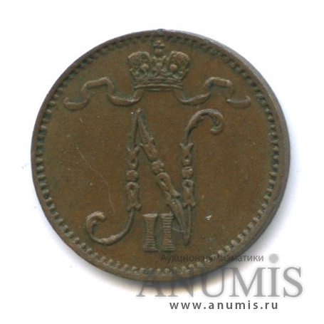 1 пенни 1913 — Для Финляндии. Вензель Николая II
