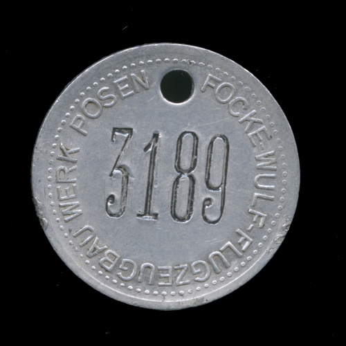 Жетон идентификационный рабочего завода Фокке-Вульф г. Познань 1941-1944