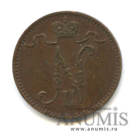 1 пенни 1906 — Для Финляндии. Вензель Николая II