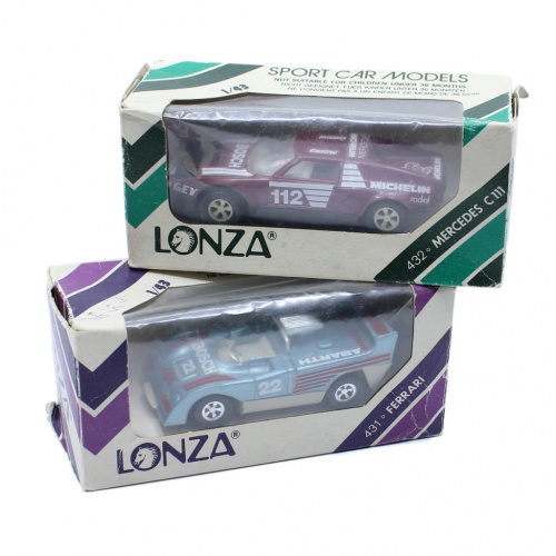 Лот коллекционных автомобилей 1/43 «LONZA Mercedes C11» и «Ferrari 431», в оригинальных коробках — 2 шт