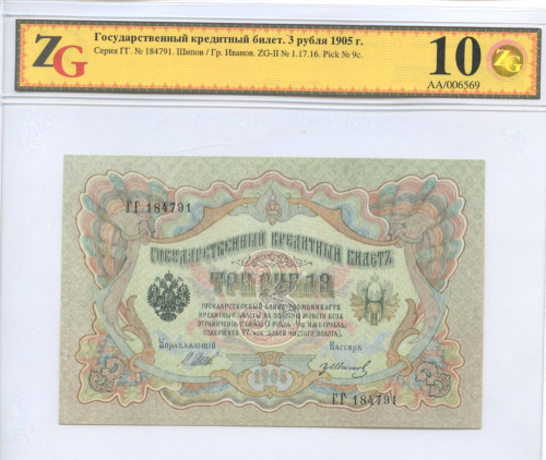 3 рубля — упр Шипов Гр Иванов 1905