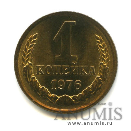 1 копейка 1976 — Монета в лаке