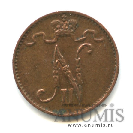 1 пенни 1915 — Для Финляндии. Вензель Николая II