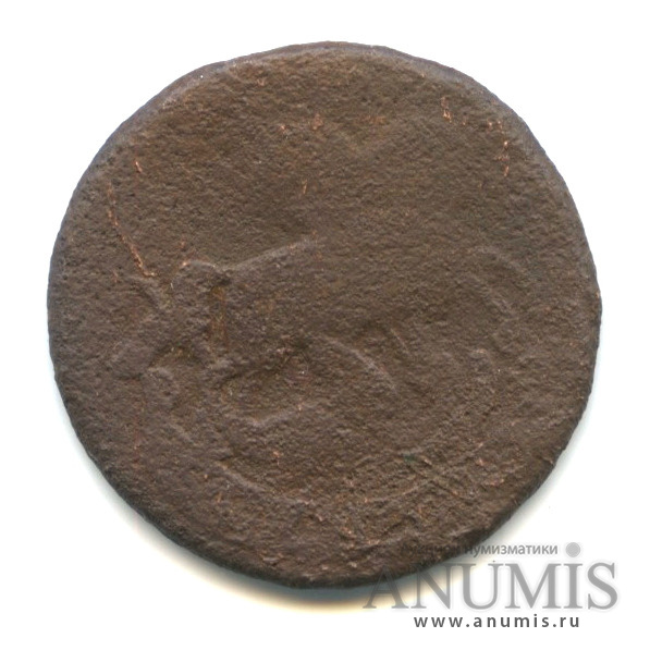 Деньга (½ копейки) 1757 — (½ копейки) - Вензель императрицы Елизаветы