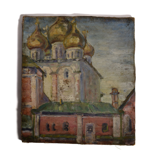 Картина «Городская церковь» Масло, холст <nobr>Медовиков Н Н.</nobr> 40×35см 1968