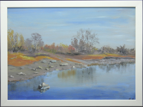 Картина «Прощание с осенью», картон, масло, 30×40 см с рамой