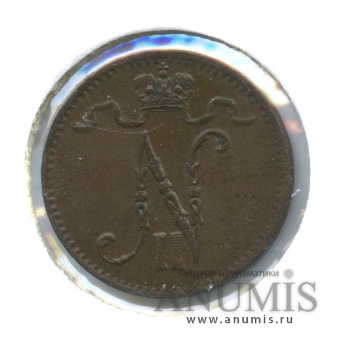 1 пенни 1915 — Для Финляндии. Вензель Николая II, в холдере