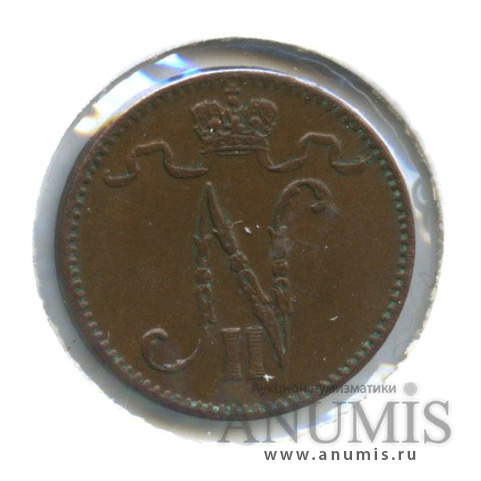 1 пенни 1912 — Для Финляндии. Вензель Николая II, в холдере