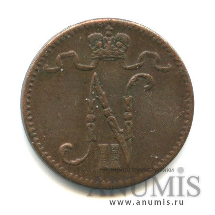 1 пенни 1912 — Для Финляндии. Вензель Николая II
