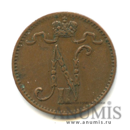 1 пенни 1907 — Для Финляндии. Вензель Николая II