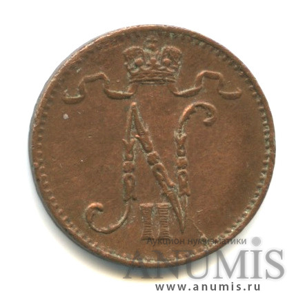 1 пенни 1915 — Для Финляндии. Вензель Николая II