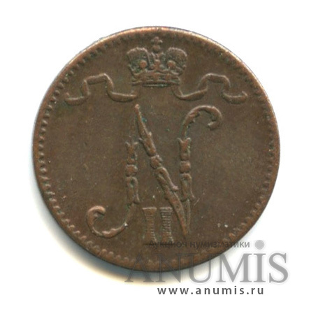 1 пенни 1912 — Для Финляндии. Вензель Николая II