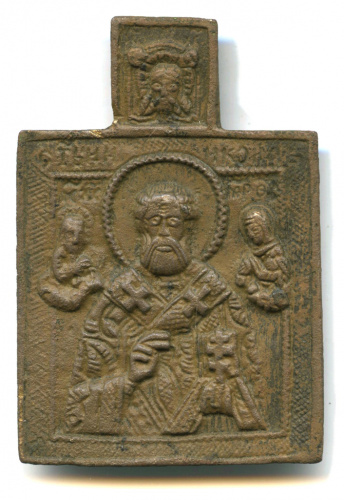 Икона «Николай Чудотворец», 40×43 мм