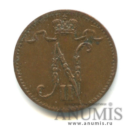 1 пенни 1916 — Для Финляндии. Вензель Николая II