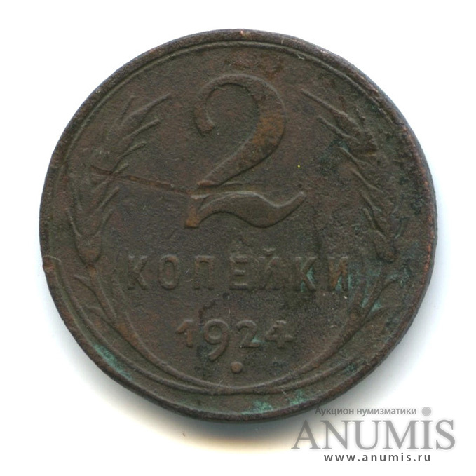 2 копейки 1924 — Гурт гладкий. На Николаевском кружке