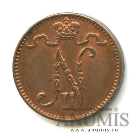 1 пенни 1913 — Для Финляндии. Вензель Николая II