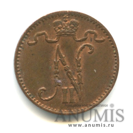 1 пенни 1913 — Для Финляндии. Вензель Николая II