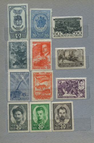 Лот негашеных марок времен ВОВ, клеевой слой с дефектами, 24 шт 1942-1945