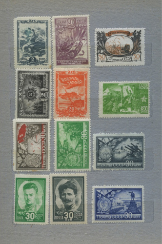 Лот негашеных марок времен ВОВ, клеевой слой, 25 шт 1942-1945