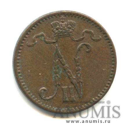1 пенни 1912 — Для Финляндии. Вензель Николая II