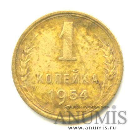 1 копейка 1954 — Венок 16 лент