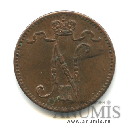 1 пенни 1912 — Для Финляндии. Вензель Николая II