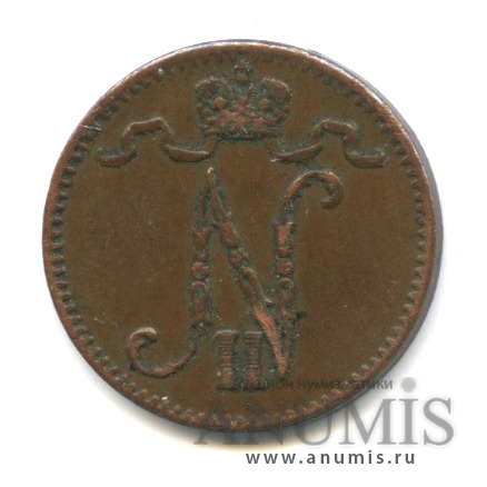 1 пенни 1904 — Для Финляндии. Вензель Николая II