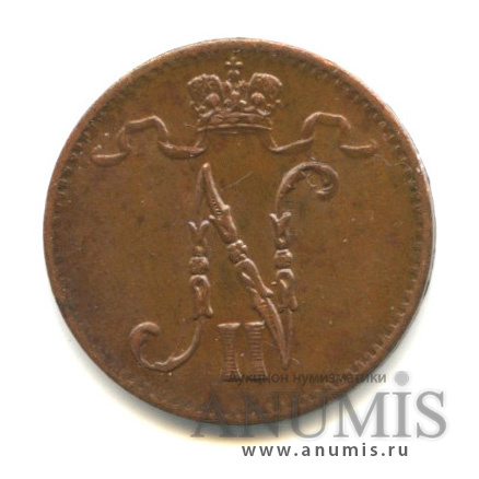 1 пенни 1916 — Для Финляндии. Вензель Николая II