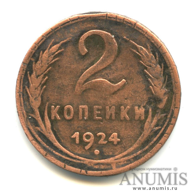 2 копейки 1924 — Гурт гладкий
