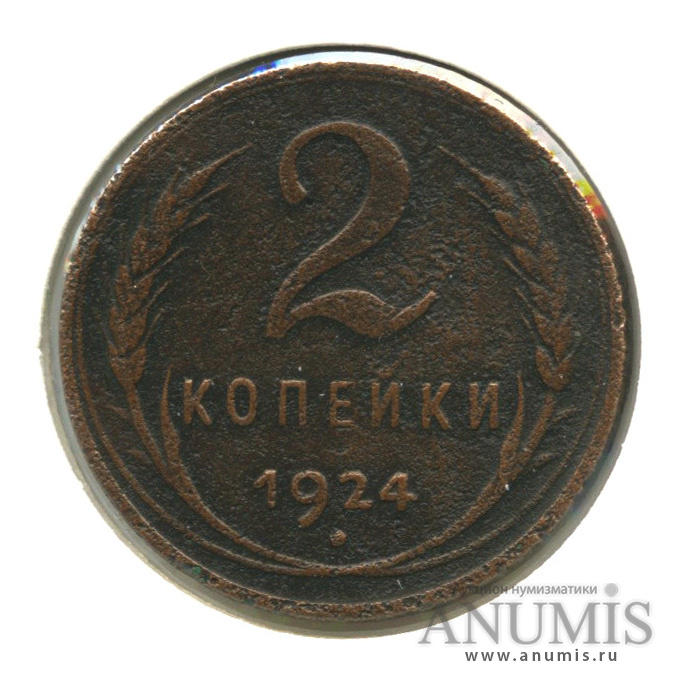 2 копейки 1924 — Гурт гладкий, в холдере