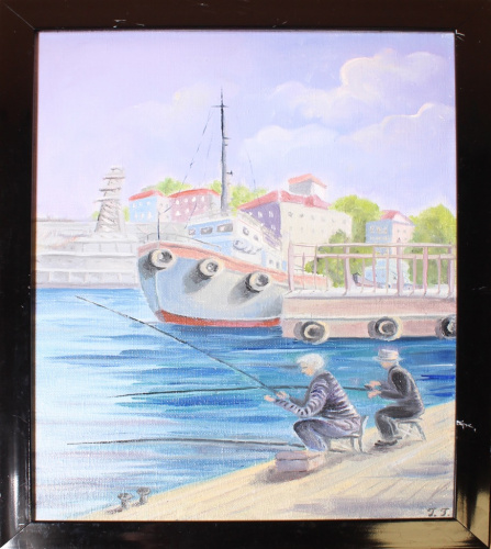 Картина «Рыбаки», 44,5×34,5 см, масло, холст, оформлена