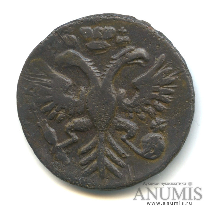 Деньга (½ копейки) 1731 — (½ копейки) - Орел 1730 г. Над годом 2 черты (Над годом 2 черты)