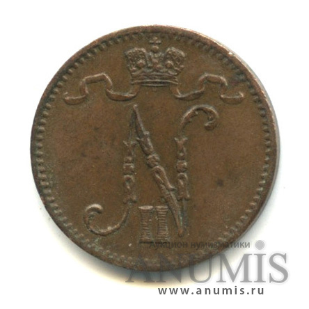 1 пенни 1912 — Для Финляндии. Вензель Николая II