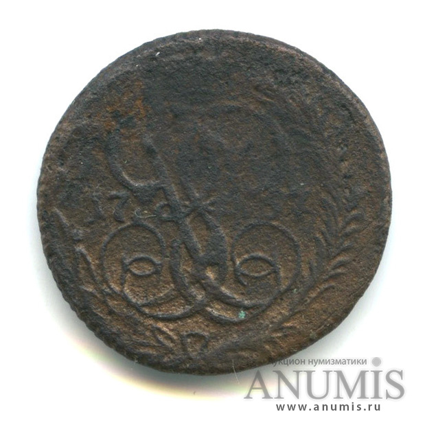 Деньга (½ копейки) 1757 — (½ копейки) - Вензель императрицы Елизаветы