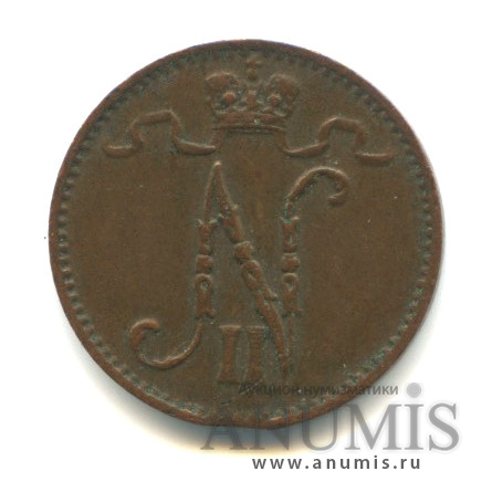 1 пенни 1913 — Для Финляндии. Вензель Николая II