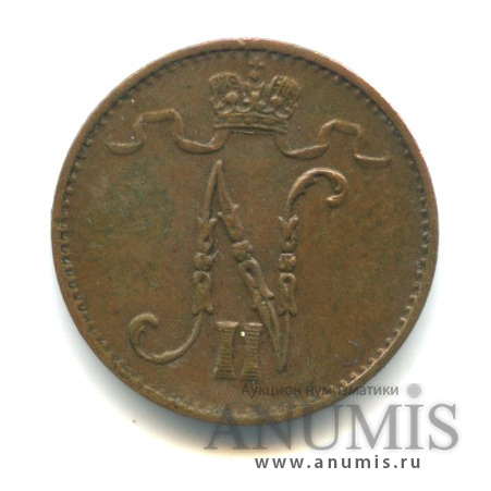 1 пенни 1915 — Для Финляндии. Вензель Николая II