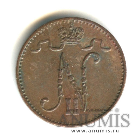1 пенни 1915 — Для Финляндии. Вензель Николая II