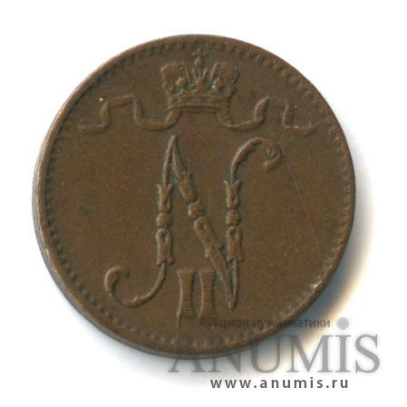 1 пенни 1915 — Для Финляндии. Вензель Николая II