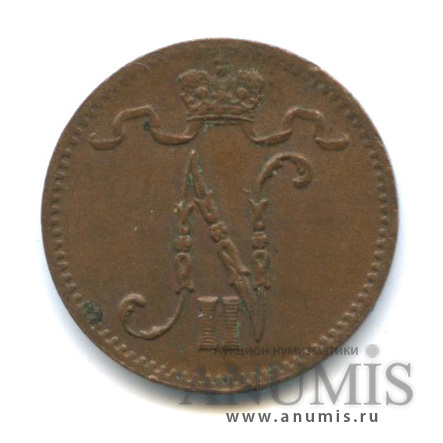 1 пенни 1915 — Для Финляндии. Вензель Николая II