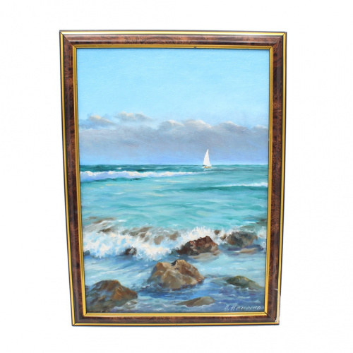Картина «Теплый океан», масло, холст (на картоне), 22×32 см