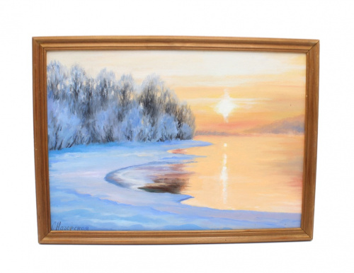 Картина «Зимнее утро», масло, холст (на картоне), 22×32 см