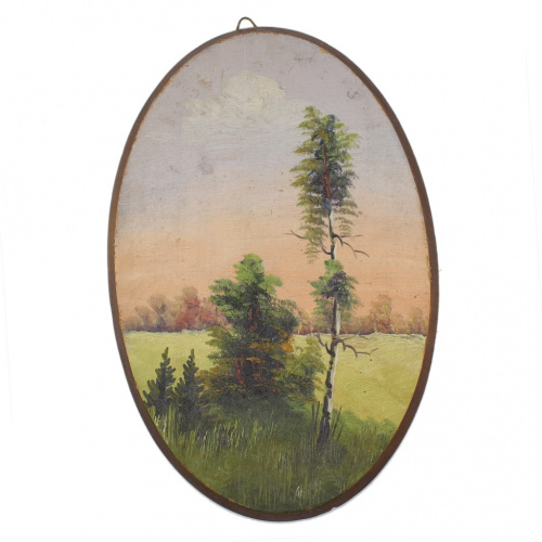 Картина на дереве с изображением пейзажа, 16×23,5 см 1950