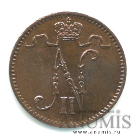 1 пенни 1914 — Для Финляндии. Вензель Николая II