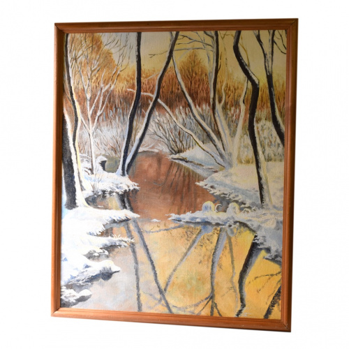 Картина «Золотой закат января» Масло, холст Размер 40×50 см. Оформлена